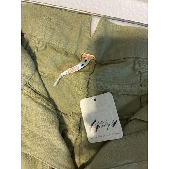 Free People Sweet Talk Wide Leg Crop Chino Pants Womens Sz 10 Sun Faded Green - Picture 5 of 6